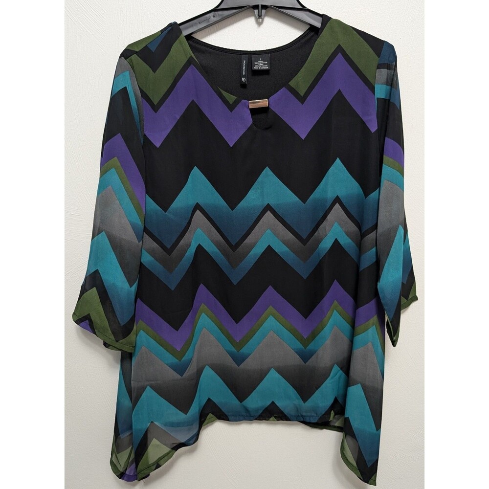 Asymmetrical Large Multicolor Blouse Geometric Fairy core By New Directions